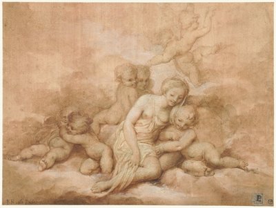 Frau mit Kindern von Giovanni Francesco Romanelli