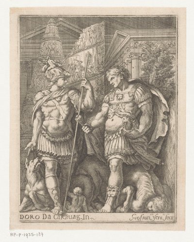 Zwei Soldaten in einer Stadt von Giovanni Francesco Venturini