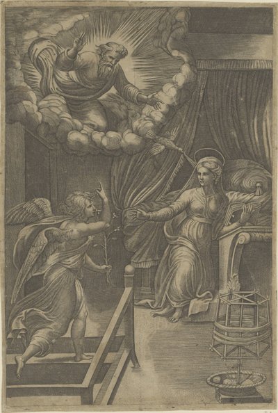 Verkündigung mit Gott dem Vater von Giovanni Jacopo Caraglio