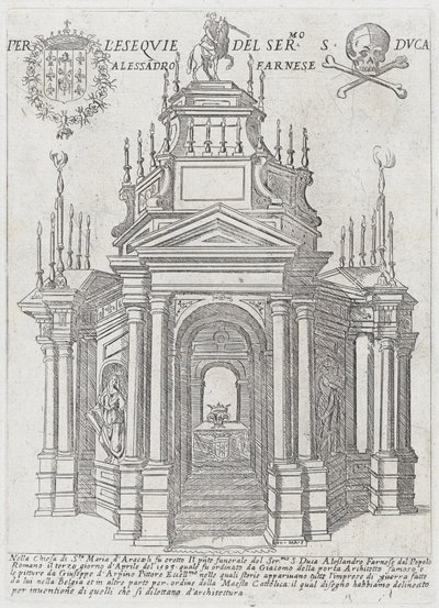 Katafalk für Herzog Alessandro Farnese, 1593 von Giovanni Maggi