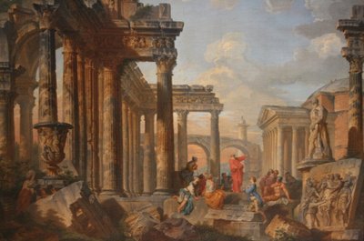 Römische Ruinen mit einem Prediger von Giovanni Paolo Panini