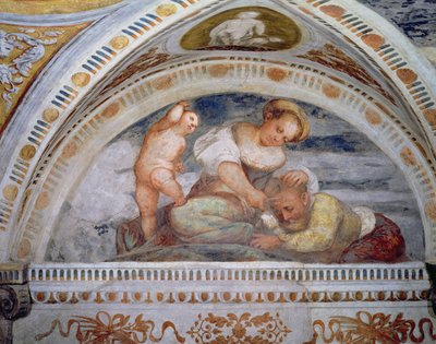 Samson und Delilah, Lunette, 1531-32 von Girolamo Romanino