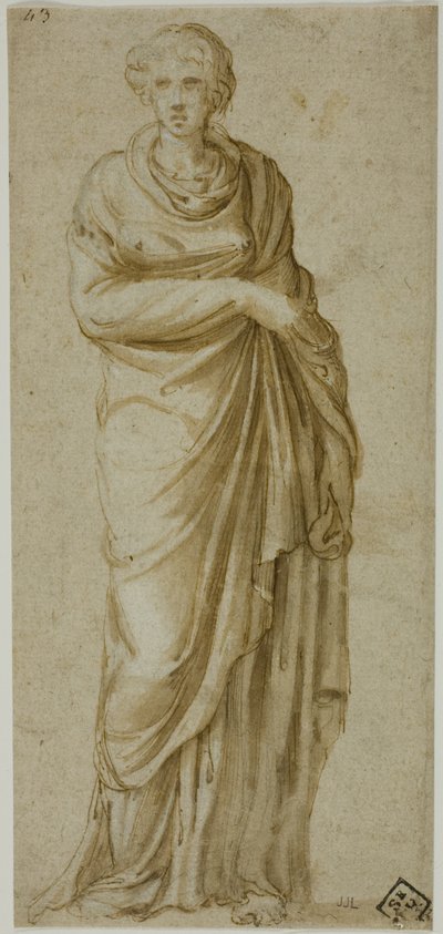 Stehende drapierte Frauenfigur von Girolamo da Carpi