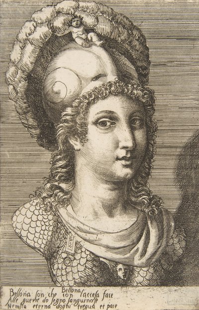 Büste der Bellona, ca. 1531-76 von Giulio Bonasone