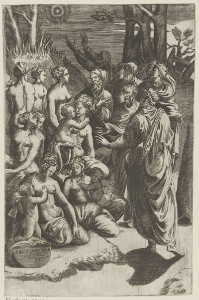 Gruppe von Figuren unter Stern von Giulio Bonasone