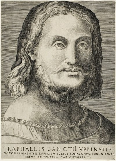 Porträt von Raphael von Giulio Bonasone