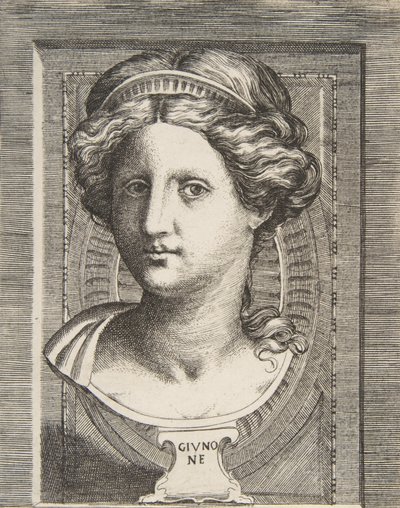 Skulptierter Kopf der Juno von Giulio Bonasone
