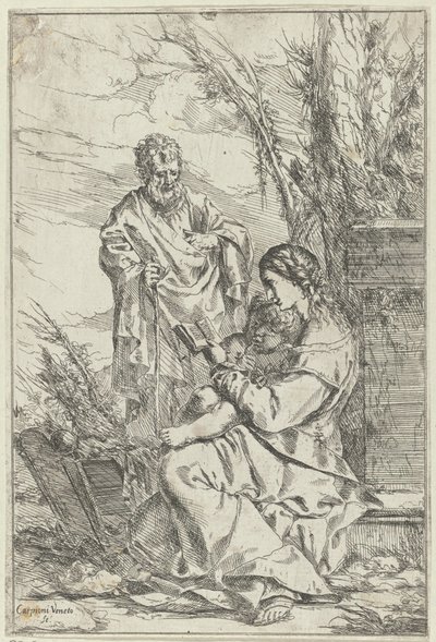 Heilige Familie mit Maria lesend von Giulio Carpioni (I)