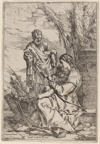 Heilige Familie mit der lesenden Jungfrau von Giulio Carpioni