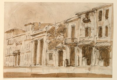 Theaterdesign: Straßenansicht von Giuseppe Barberi