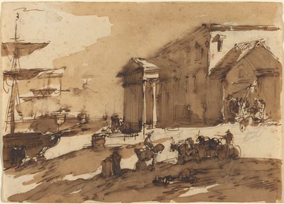 Capriccio einer Hafenszene von Giuseppe Bernardino Bison