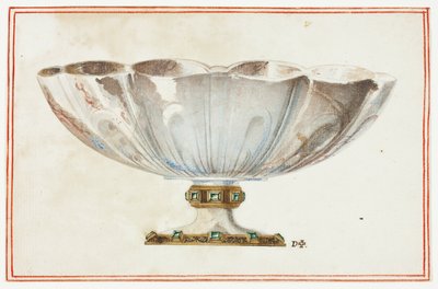 Geriffelte Schale mit juwelenbesetztem Sockel von Giuseppe Grisoni