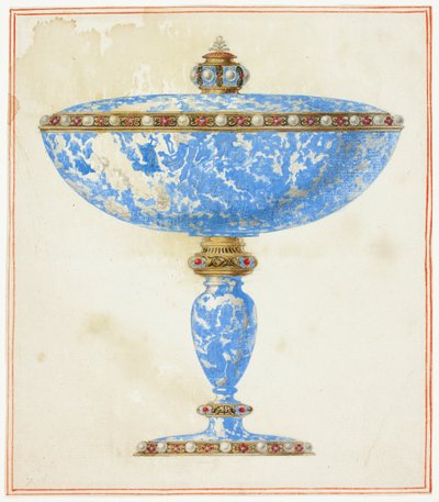Lapis-bedeckte Schale auf Ständer von Giuseppe Grisoni