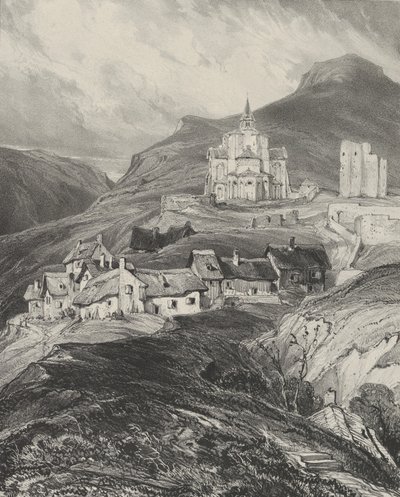 Äußere Apsis der Kirche Saint-Nectaire, 1831 von Godefroy Engelmann