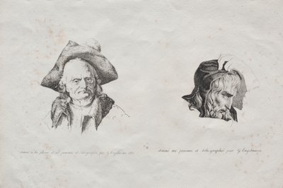 Sammlung lithografischer Versuche: Zwei Köpfe von Godefroy Engelmann