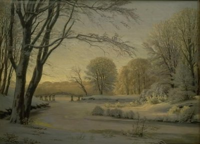 Winterlandschaft mit einem zugefrorenen Bach von Godtfred Rump