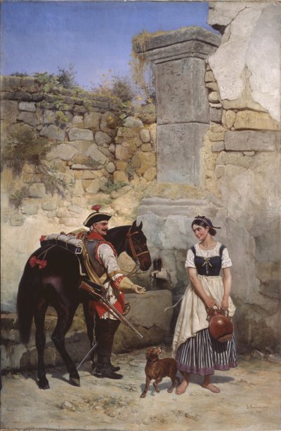 Szene am Brunnen, 1890 von Gottfried Willewalde