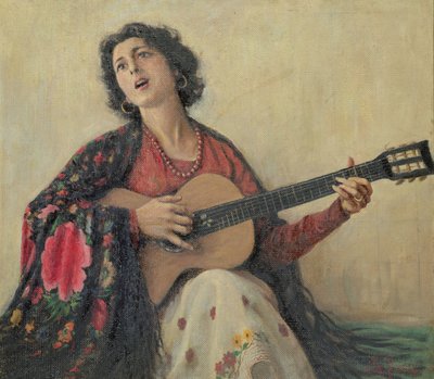 Frau mit Gitarre von Greek School