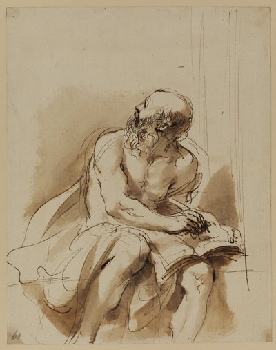 Sitzende Figur des Heiligen Hieronymus von Guercino (1591 1666)