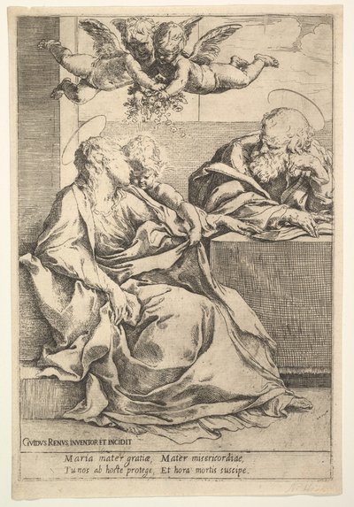 Die Heilige Familie mit zwei Engeln von Guido Reni