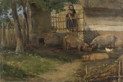 Schweine im Hof von Guillaume Anne van der Brugghen