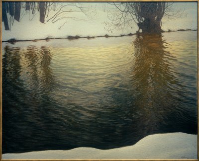 Winterabend am Flussufer von Gustaf Edolf Fjaestad