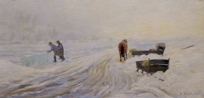 Eisschneiden am Bondivann von Gustav Wentzel