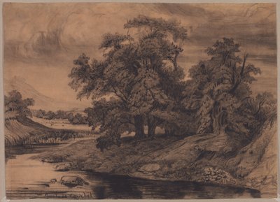 Landschaft mit großen Bäumen von Gustave Courbet