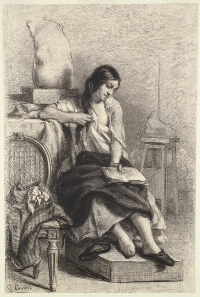 Modell liest im Atelier von Gustave Courbet