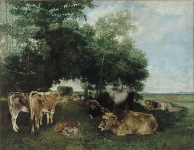 Mittagsschlaf während der Heuernte, Doubs-Gebirge von Gustave Courbet