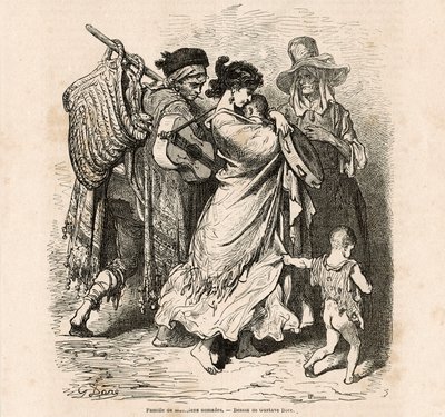 Nomadenfamilie von Musikern von Gustave Dore