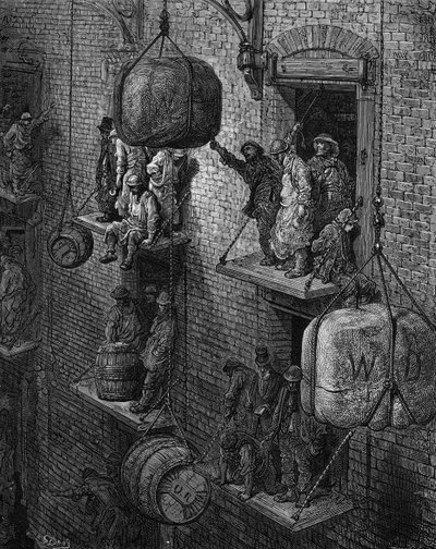 Lagerhaus im viktorianischen London von Gustave Dore