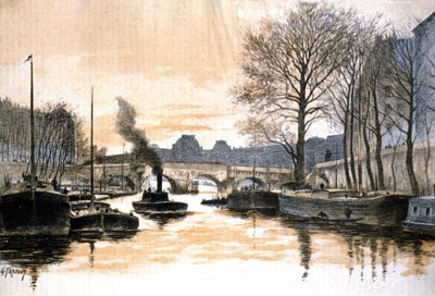 Paris, Seine und die Pont Neuf von Gustave Fraipont