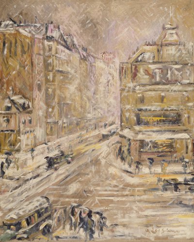 Rue de Clignancourt im Schnee von Gustave Loiseau