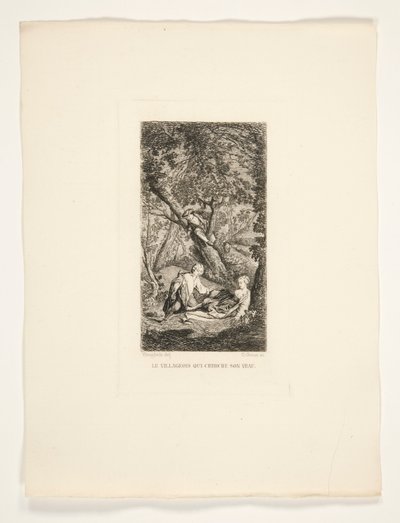 Der Dorfbewohner, der sein Kalb sucht von Gustave Marie Greux