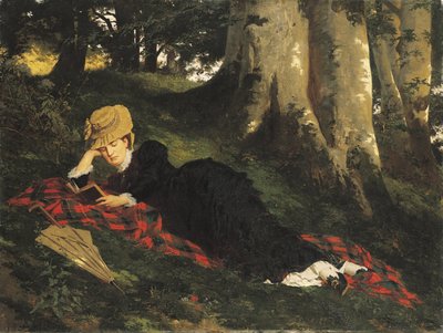 Frau liest im Wald von Gyula Benczúr