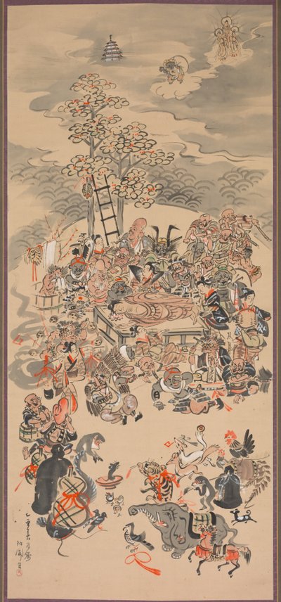 Parinirvana mit Otsu-e-Motiven, 1800er Jahre von Hakuen