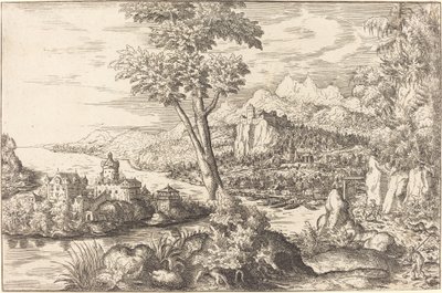 Landschaft mit drei Männern von Hanns Lautensack