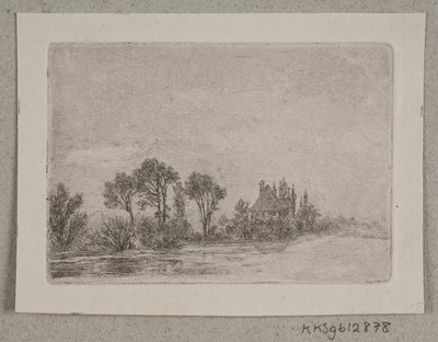Landschaft mit Bäumen an einem Gewässer von Hans Anton Thiele