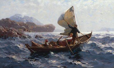 Frau, Mann und Kind in einem Oselver von Hans Dahl