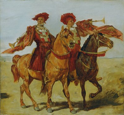 Zwei berittene Fanfarenbläser von Hans Makart