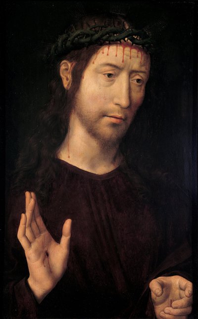 Der Mann der Schmerzen segnet, 1480-1490 von Hans Memling