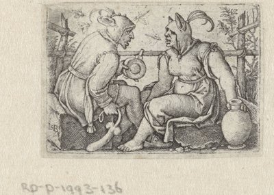 Narr mit Phallus und weiblicher Narr von Hans Sebald Beham