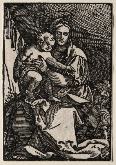 Die Heilige Familie unter einem Zelt von Hans Sebald Beham
