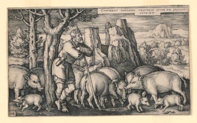 Der verlorene Sohn unter den Schweinen von Hans Sebald Beham