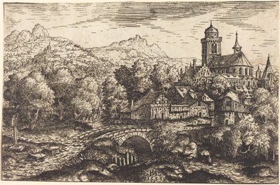 Gebirgige Landschaft mit einem Dorf, 1553 von Hans Sebald Lautensack