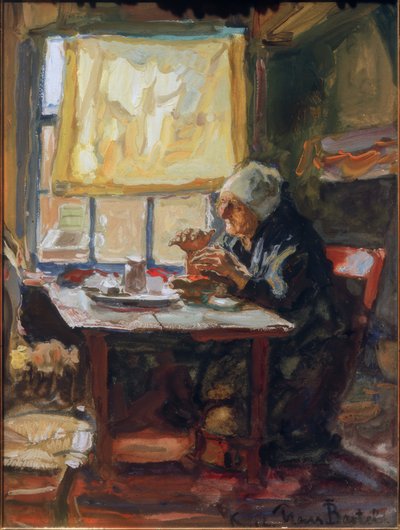 Alte Frau am Frühstückstisch von Hans von Bartels