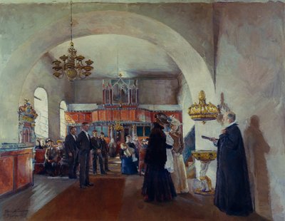 Taufe in der Stange Kirche von Harriet Backer