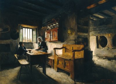 Bauernhofinterieur in der Bretagne von Harriet Backer
