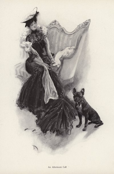 Frau macht einen Nachmittagstee-Besuch (Lithografie) von Harrison Fisher